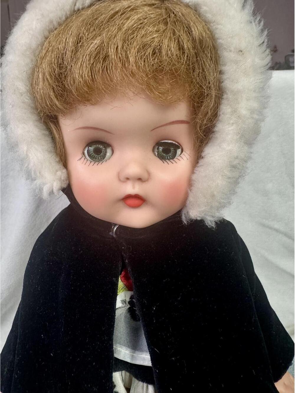 vintage horsman doll sleepy eyes hooded coat 1950s doll‎